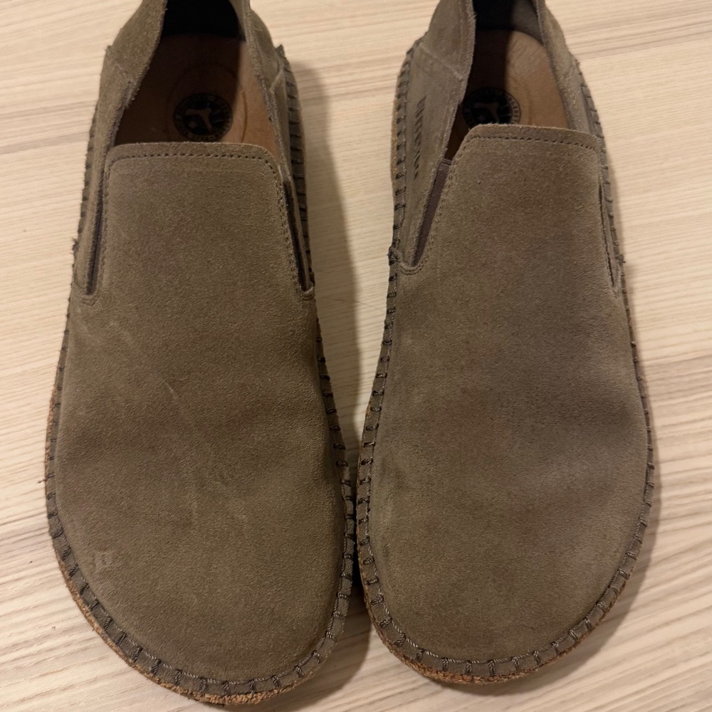 Birkenstock Callan Shoe, Gray Taupe Suede, Size 39